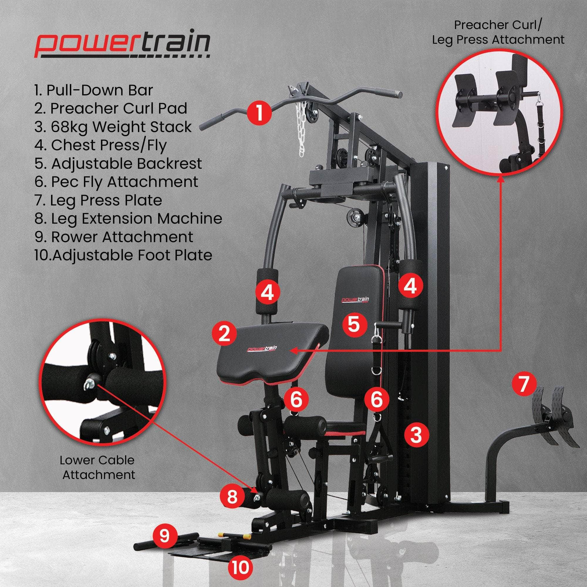 JX-89 Multi Station Home Gym 68kg Weight Cable Machine