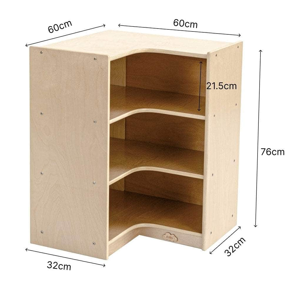 Kids 3 Shelf Corner Storage Cabinet - H76cm