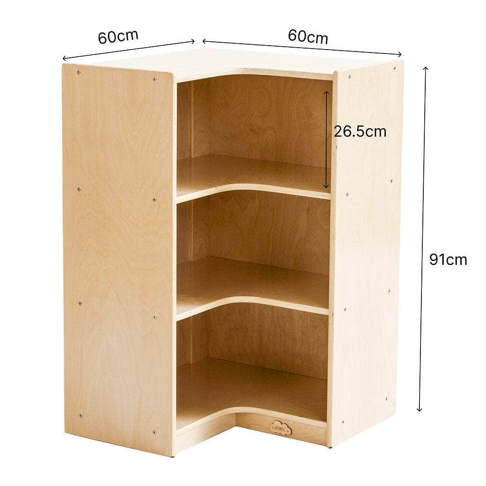 Kids 3 Shelf Corner Storage Cabinet - H91cm