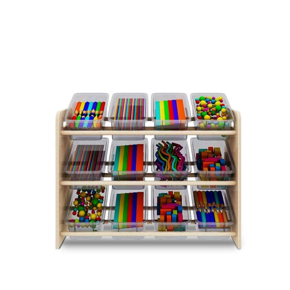 Kids 3 Tier Toy Storage Rack Organiser Display Shelf With Bins