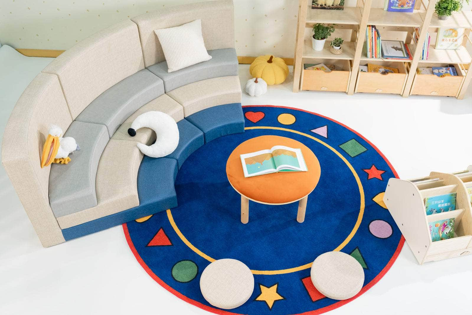 Kids 4 Colour Round Velvet Ottoman Set of 4