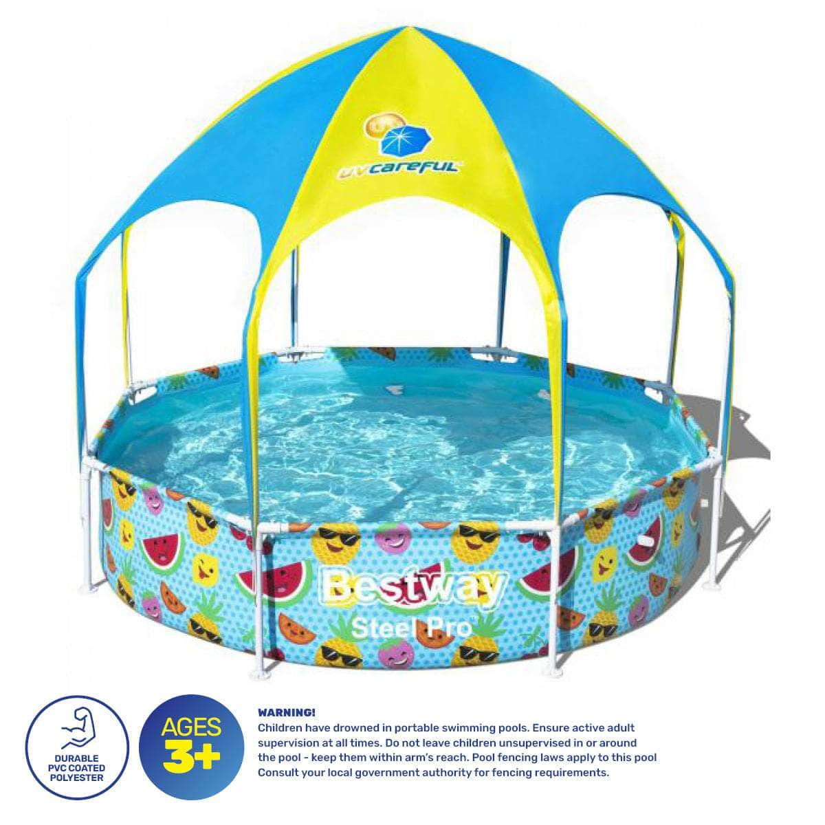 Kids Above Ground Pool & UV Protected Canopy 1688 Litre