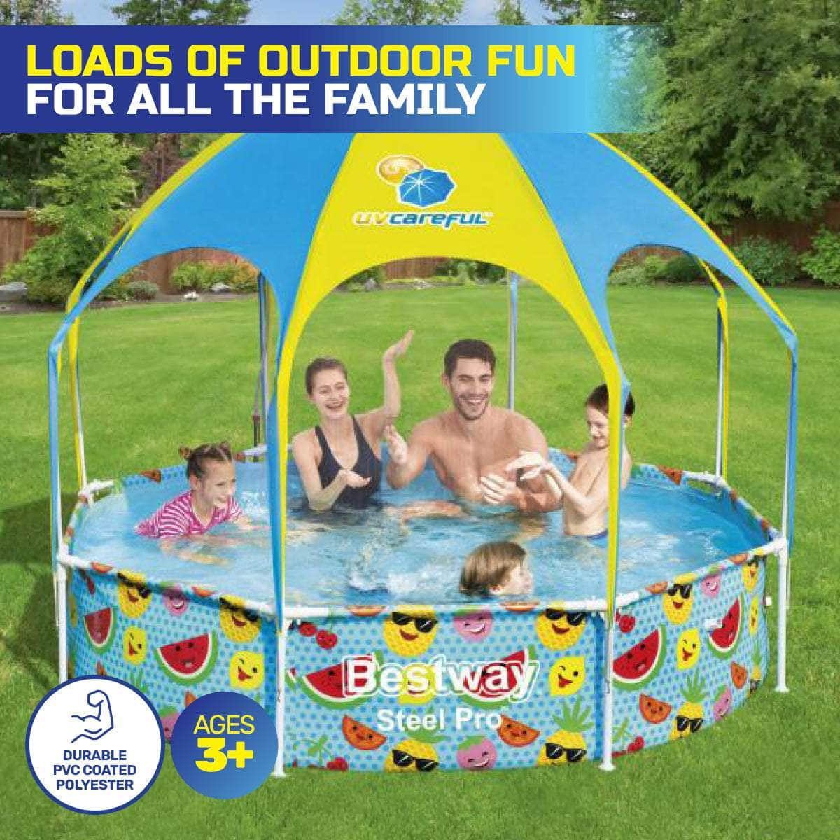 Kids Above Ground Pool & UV Protected Canopy 1688 Litre