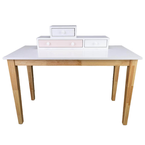 Kids Children Study Computer Desk Table Rubber Wood - Grey/Pink