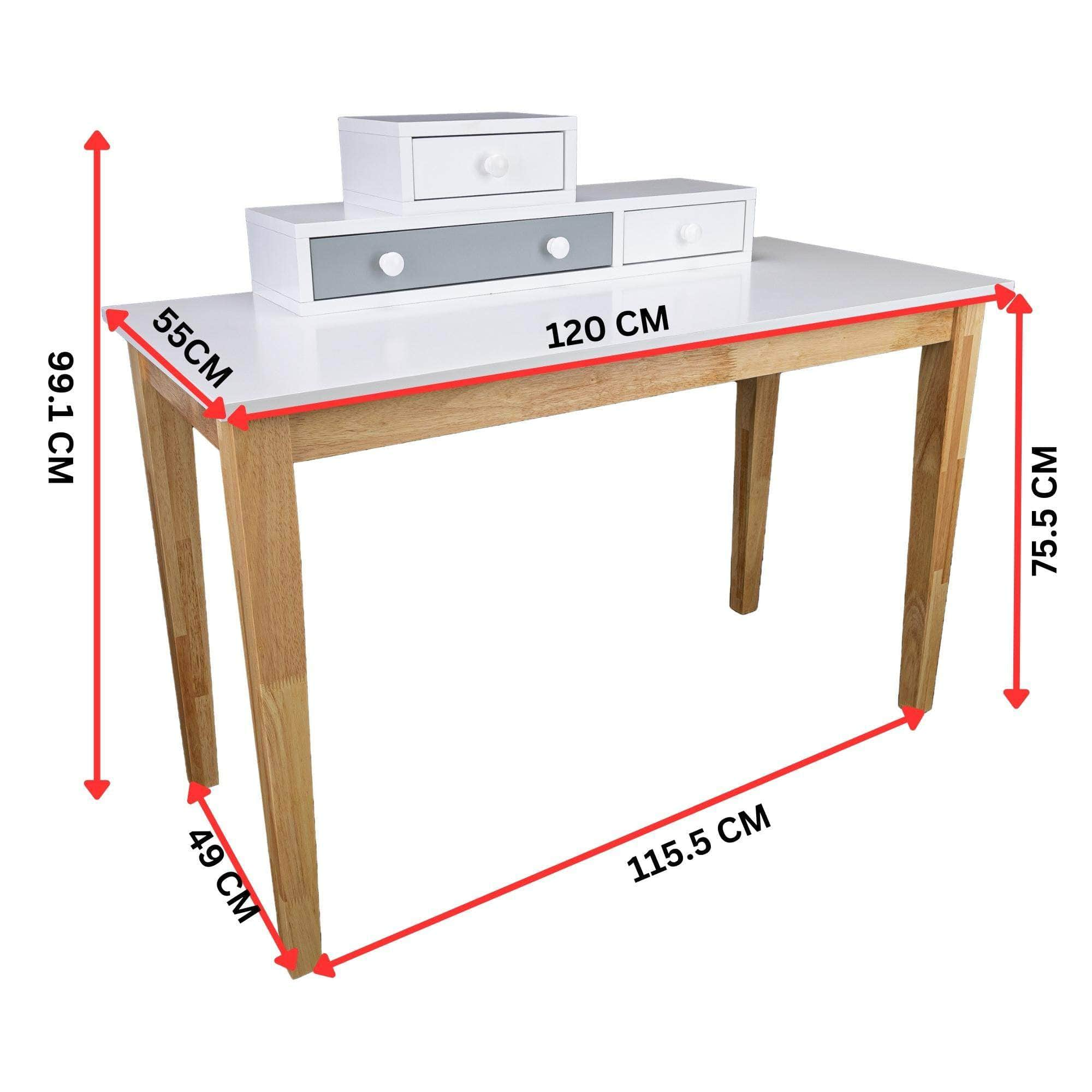 Kids Children Study Computer Desk Table Rubber Wood - Grey/Pink