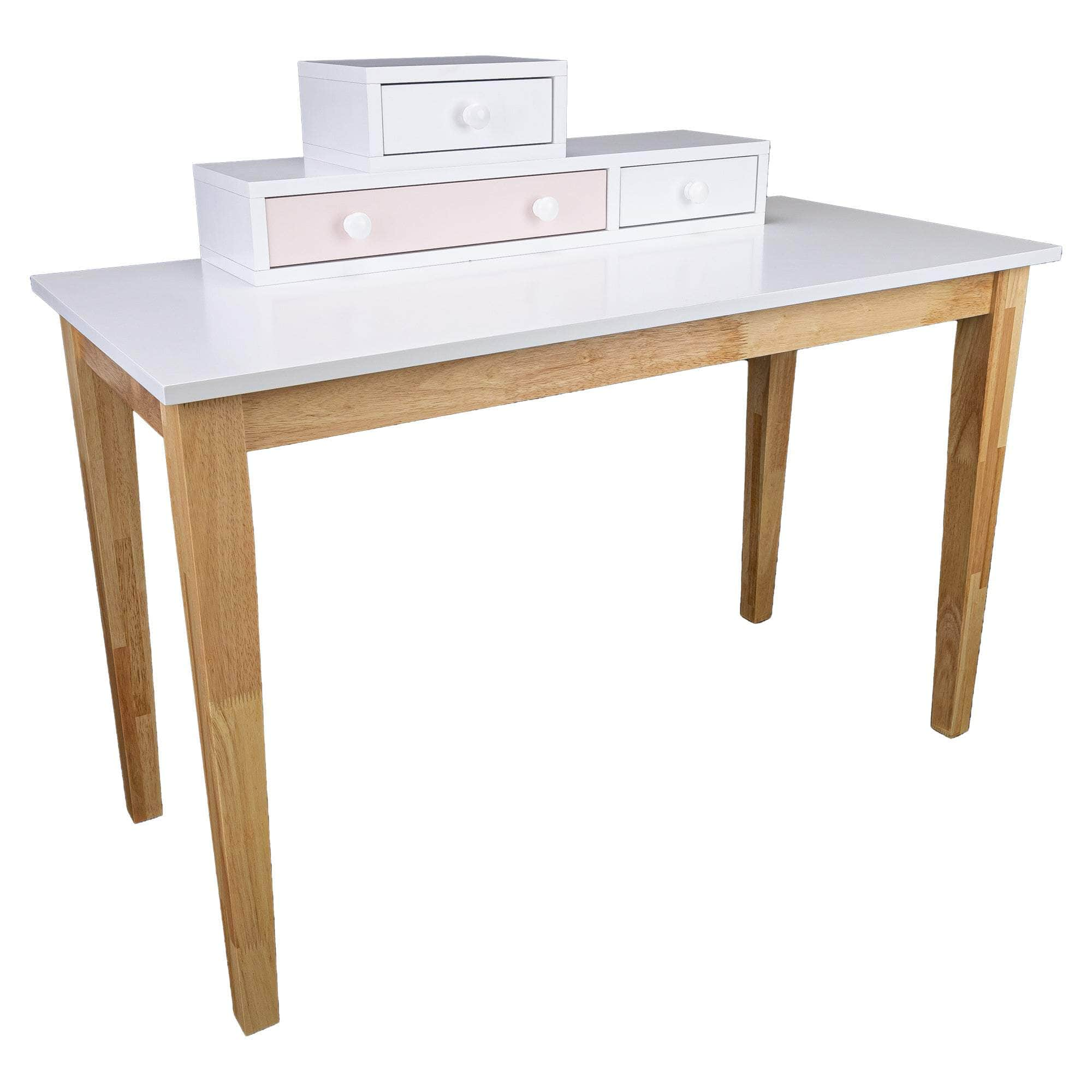 Kids Children Study Computer Desk Table Rubber Wood - Grey/Pink