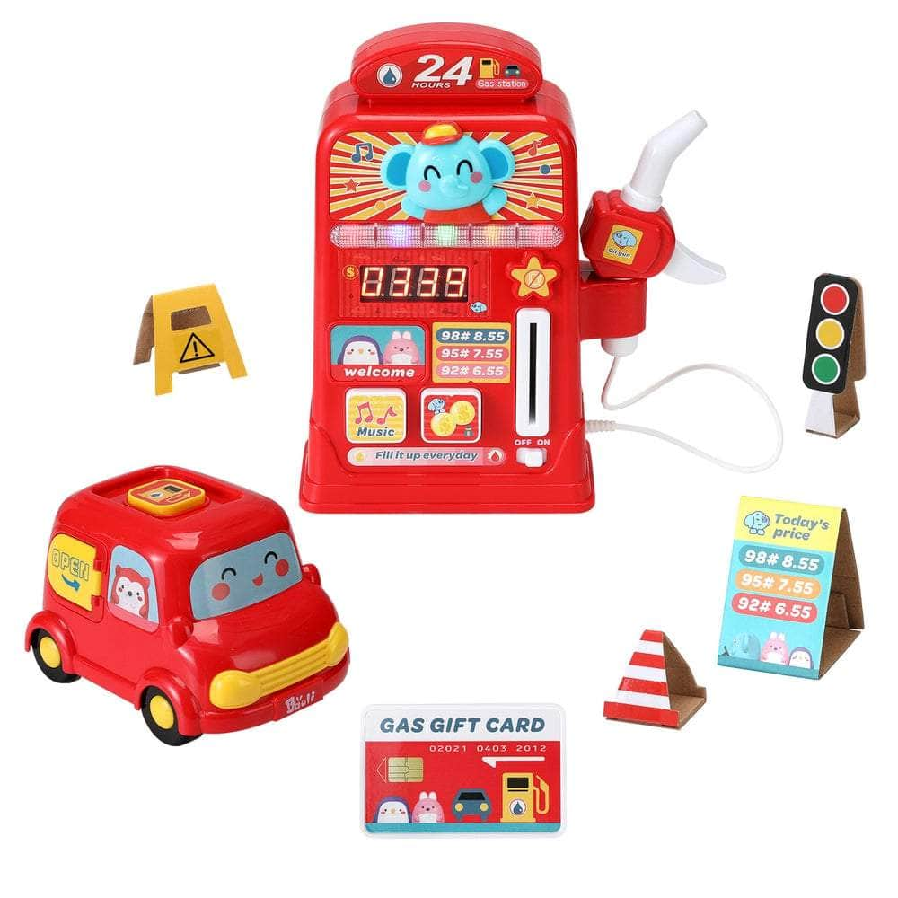 Kids Gas Petrol Station Pumper Pretend Play Toys Car Music Card Playset