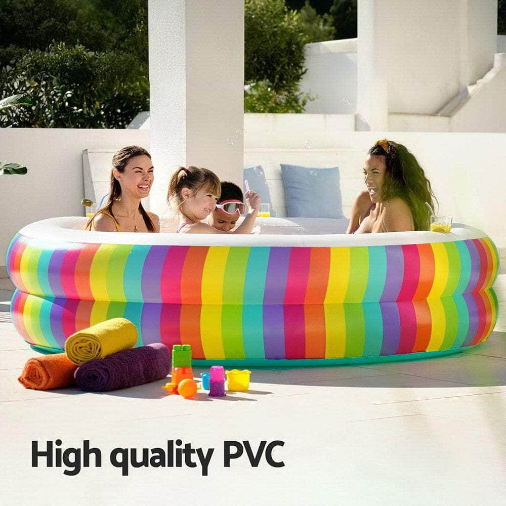 Kids Inflatable Pool with Cup Holders - Rainbow