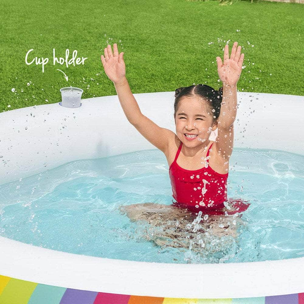 Kids Inflatable Pool with Cup Holders - Rainbow