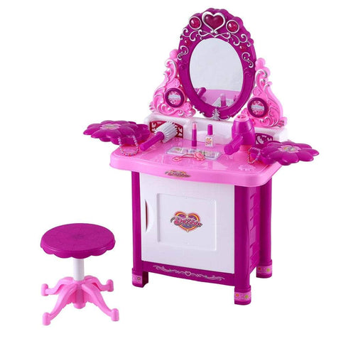 Kids Pretend Makeup Play Set Dressing Table Chair Girls Toys Children