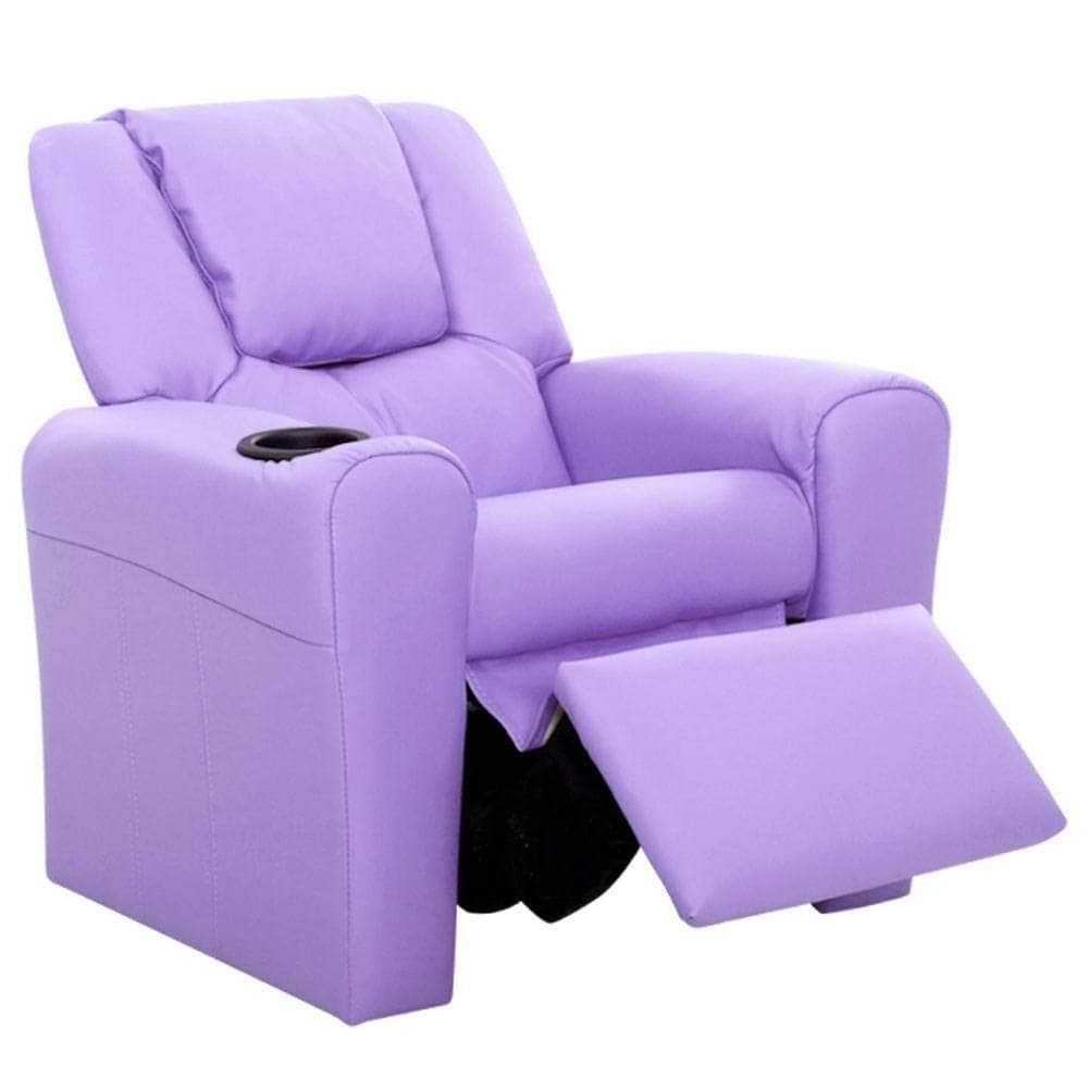 Kids Recliner Chair Purple Pu Leather Sofa Lounge Couch Children Armchair