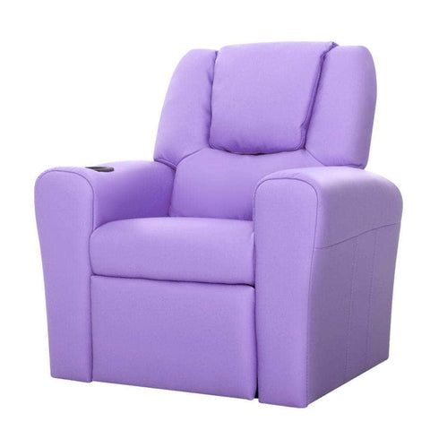 Kids Recliner Chair Purple Pu Leather Sofa Lounge Couch Children Armchair