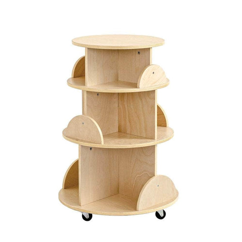 Kids Rotating Wooden Display Bookcase With Castors