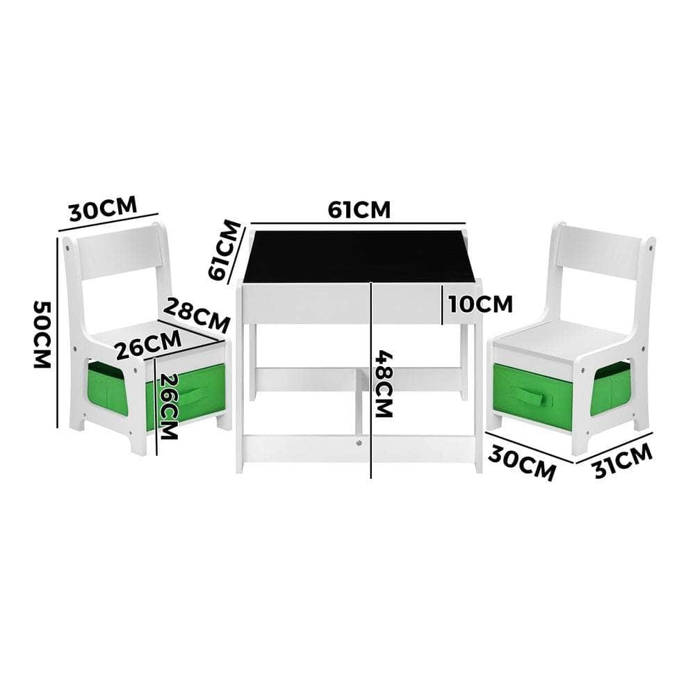 Kids Table and Chair Set with Storage Box Wooden