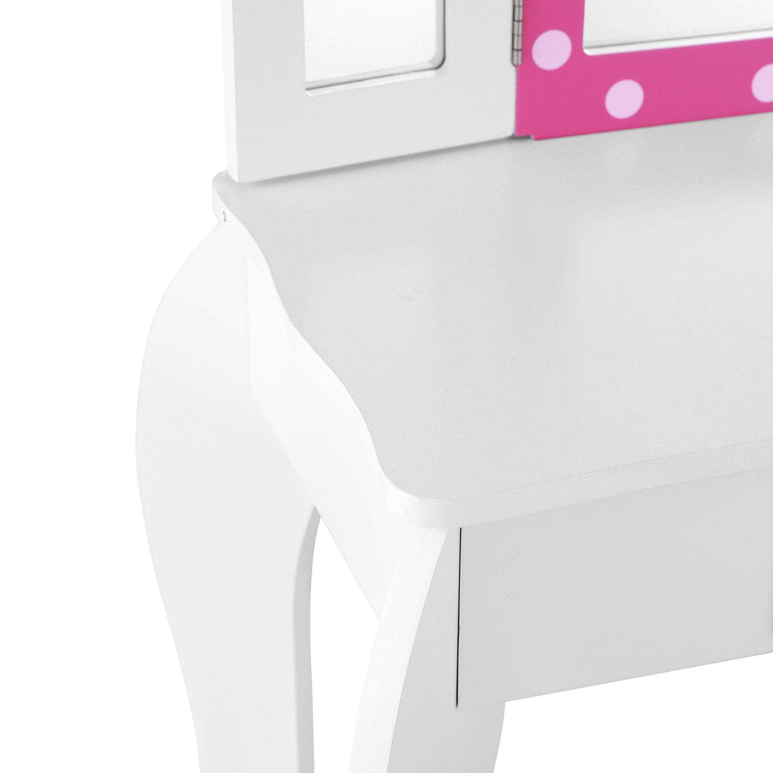 Kids Wooden Vanity Set with 3 Mirrors and Drawer Pink