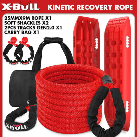 Kinetic Recovery Rope Kit soft shackles 25mm x 9m Dyneema / 2PCS Recovery Tracks