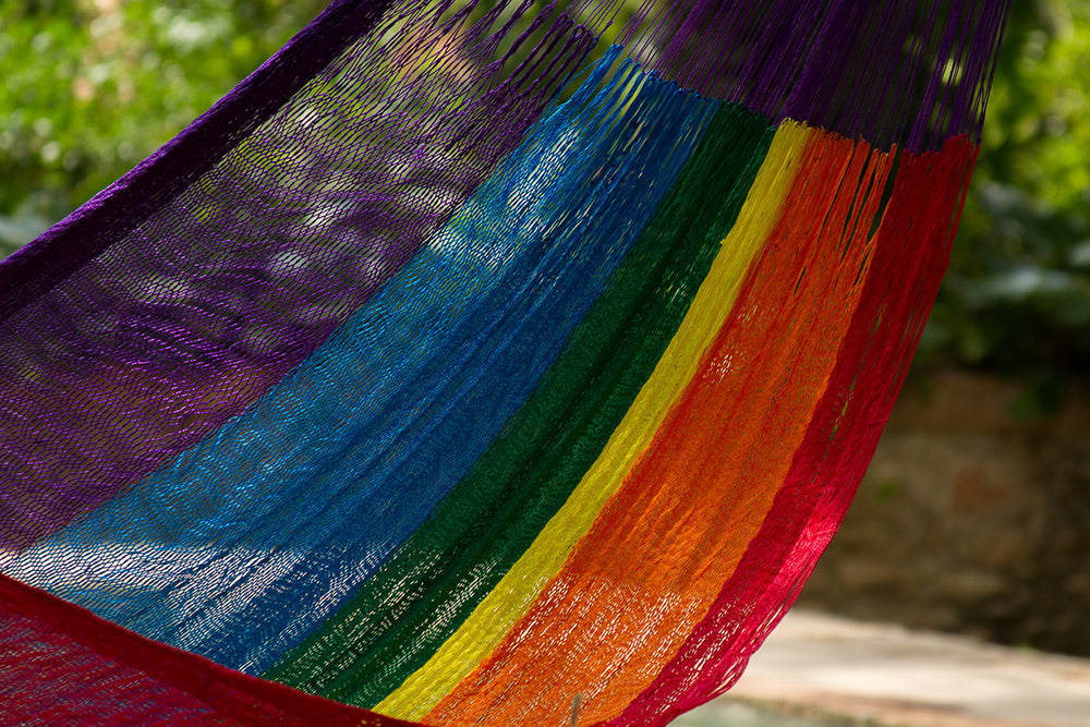 King Plus Size Nylon Mexican Hammock in Rainbow Colour