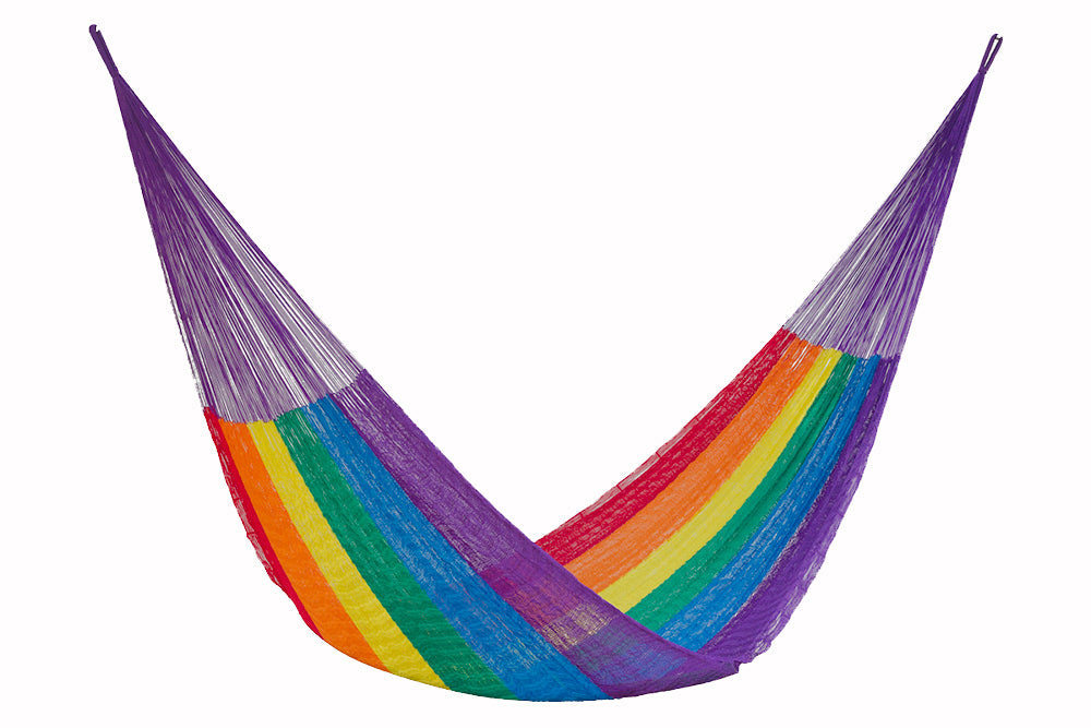 King Plus Size Nylon Mexican Hammock in Rainbow Colour