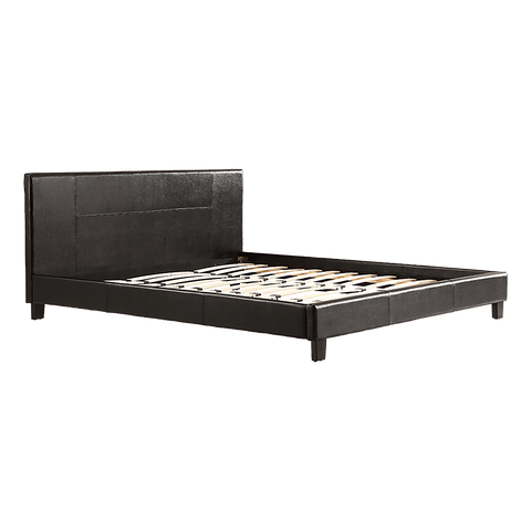 King Pu Leather Bed Frame Brown