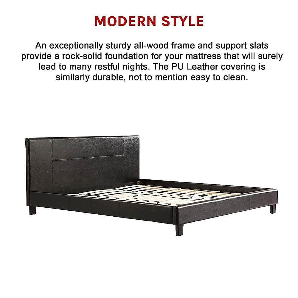 King Pu Leather Bed Frame Brown