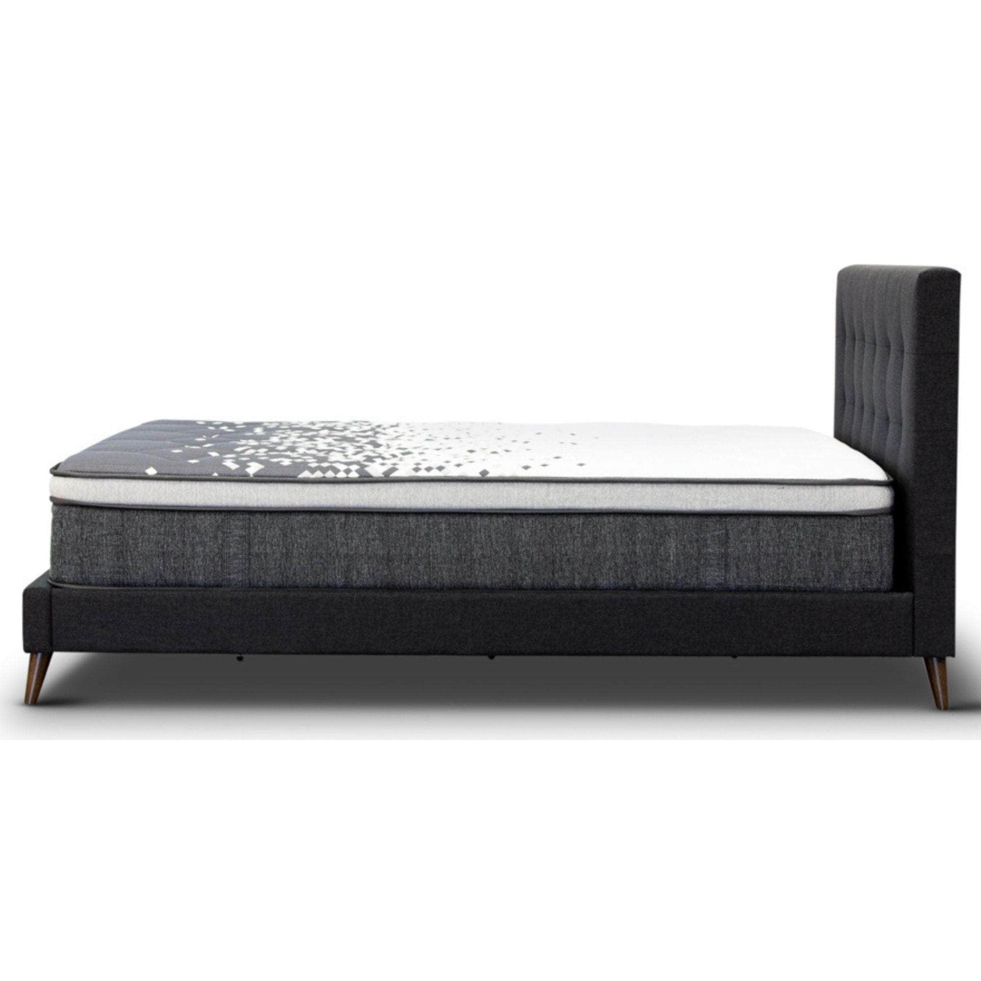 King Single Bed Platform Frame Fabric Upholstered Mattress Base - Charcoal