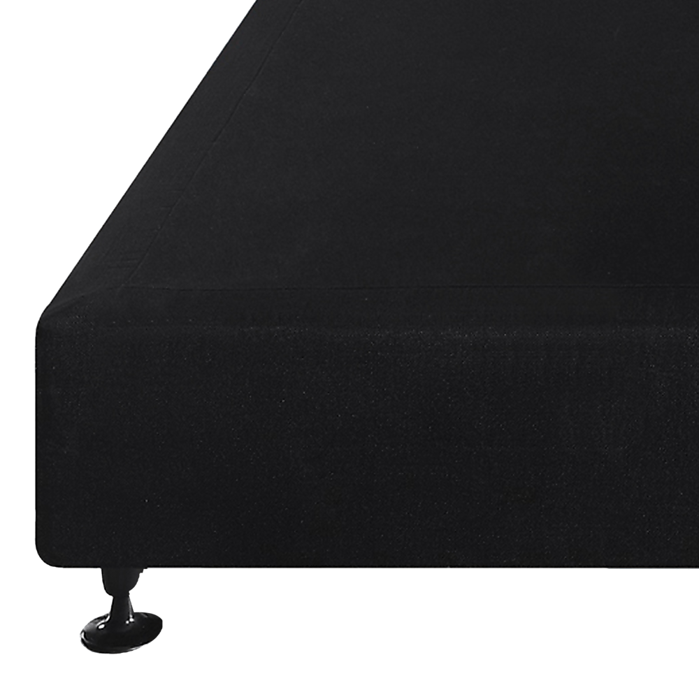 King Single Ensemble Bed Base Midnight Black Linen Fabric