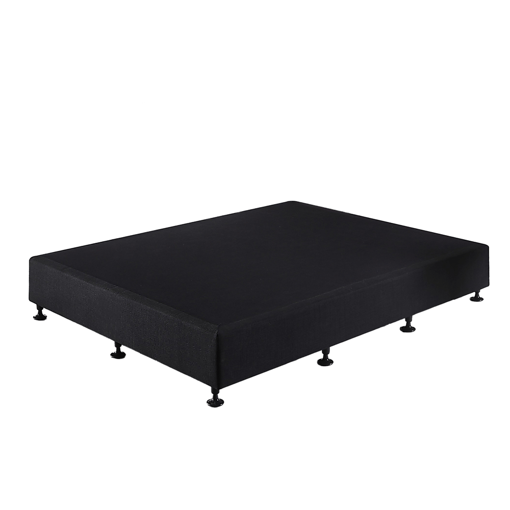 King Single Ensemble Bed Base Midnight Black Linen Fabric