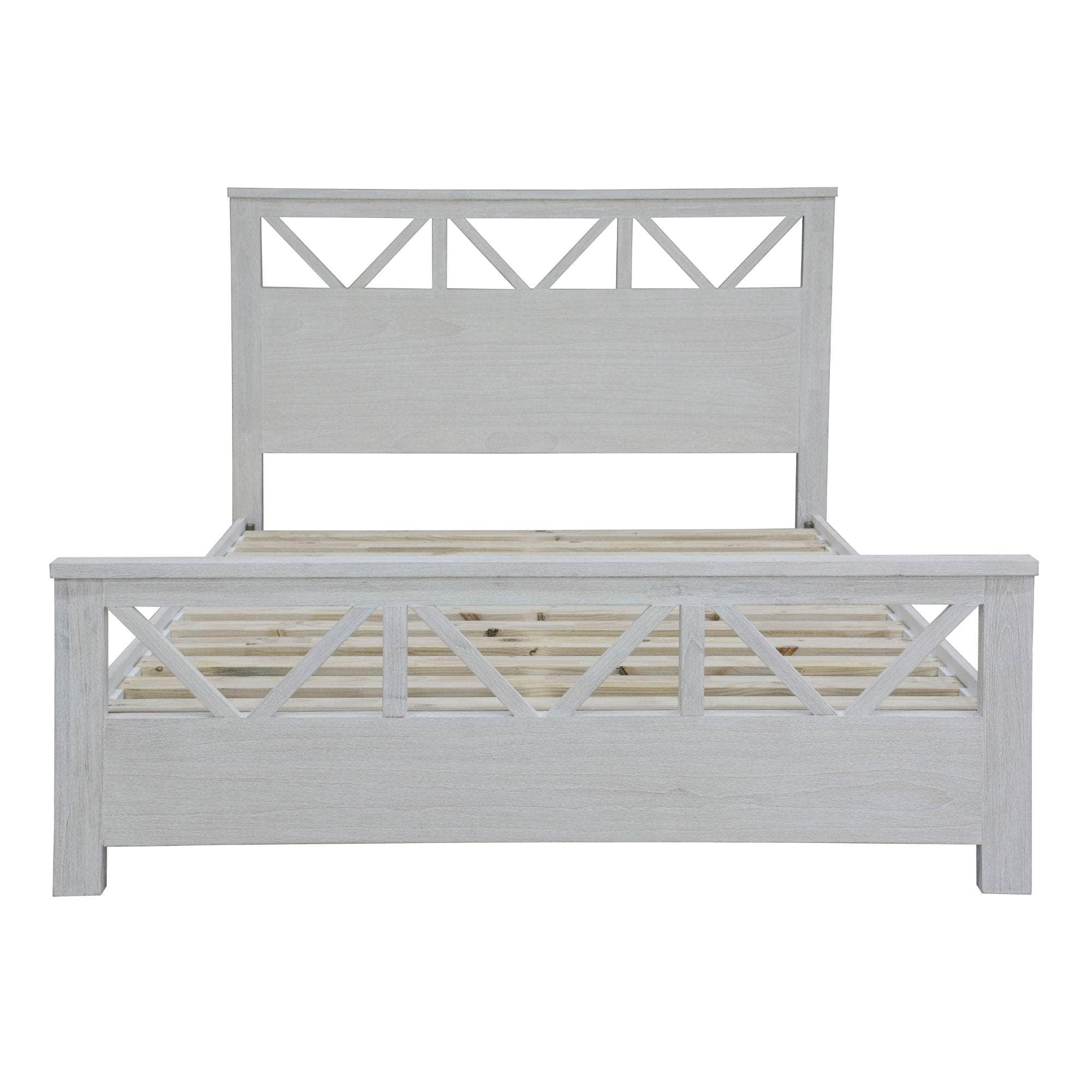 King Size Bed Frame Solid Timber Wood Mattress Base White Wash