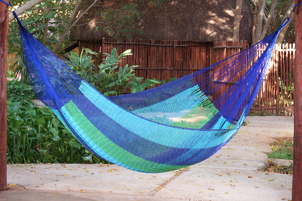 King Size Cotton Mexican Hammock in Oceanica Colour