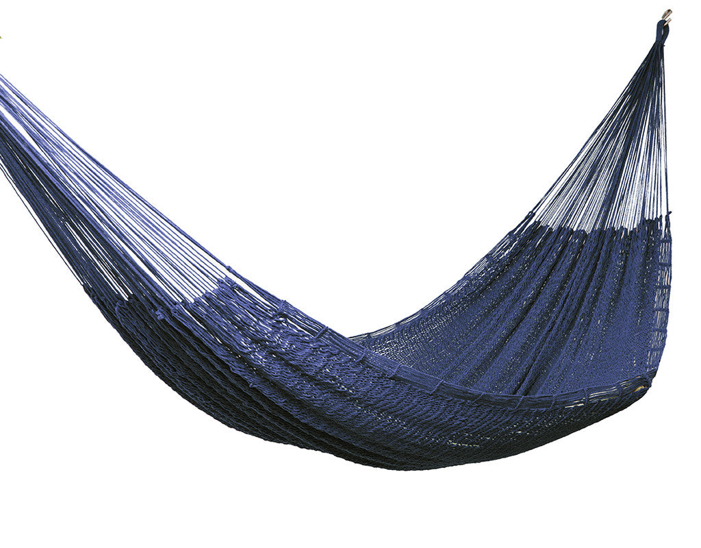 King Size Outdoor Cotton Mexican Hammock In Blue