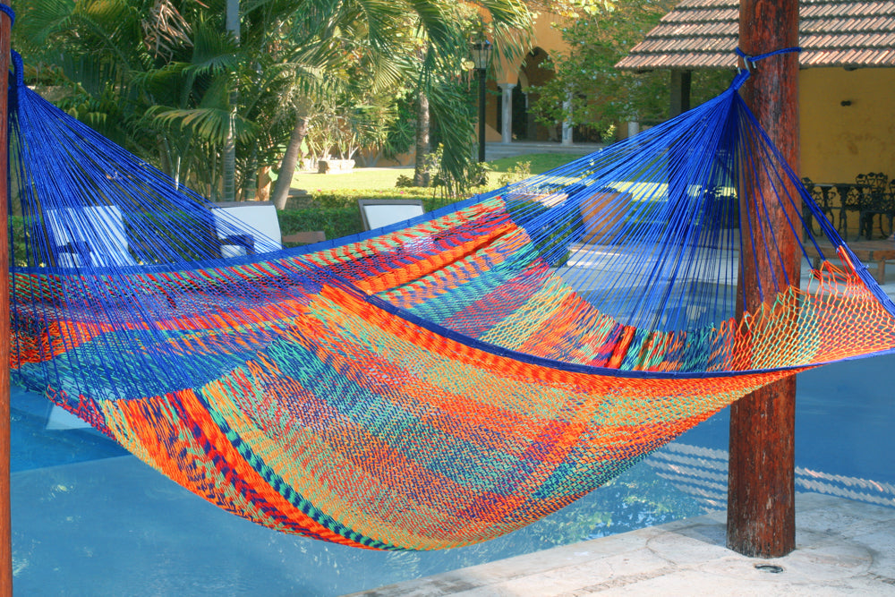 King Size Outdoor Cotton Mexican Hammock in Mexicana Colour