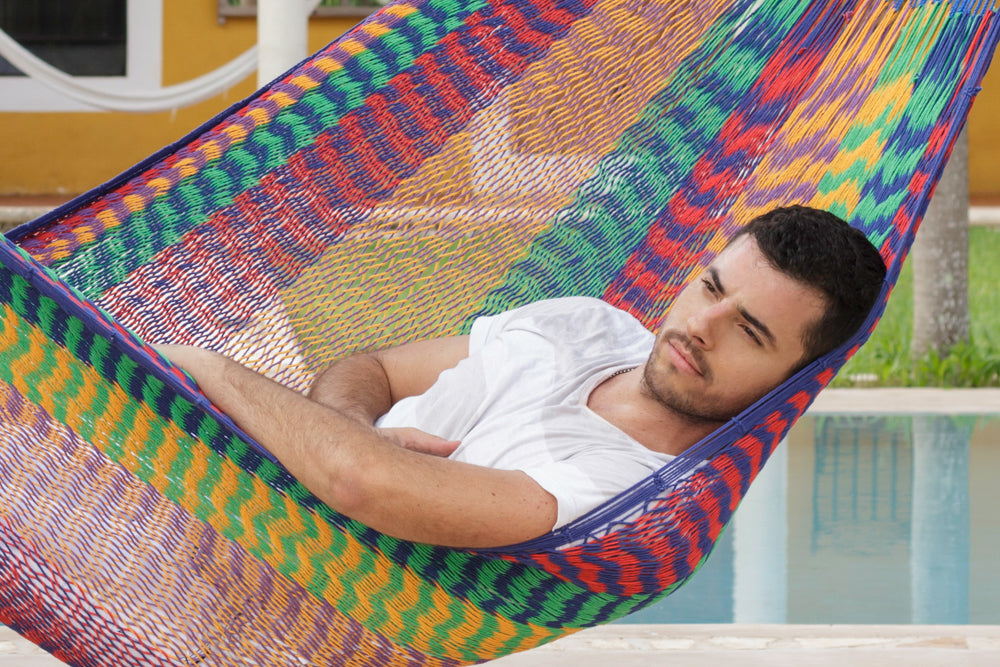 King Size Outdoor Cotton Mexican Hammock in Mexicana Colour