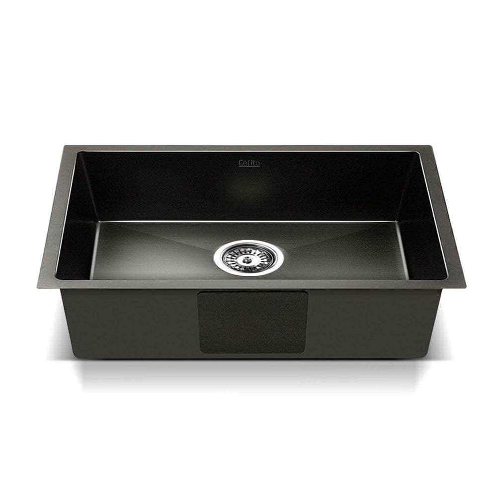 Kitchen Sink 45X30Cm Stainless Steel Basin Single Bowl Laundry Black