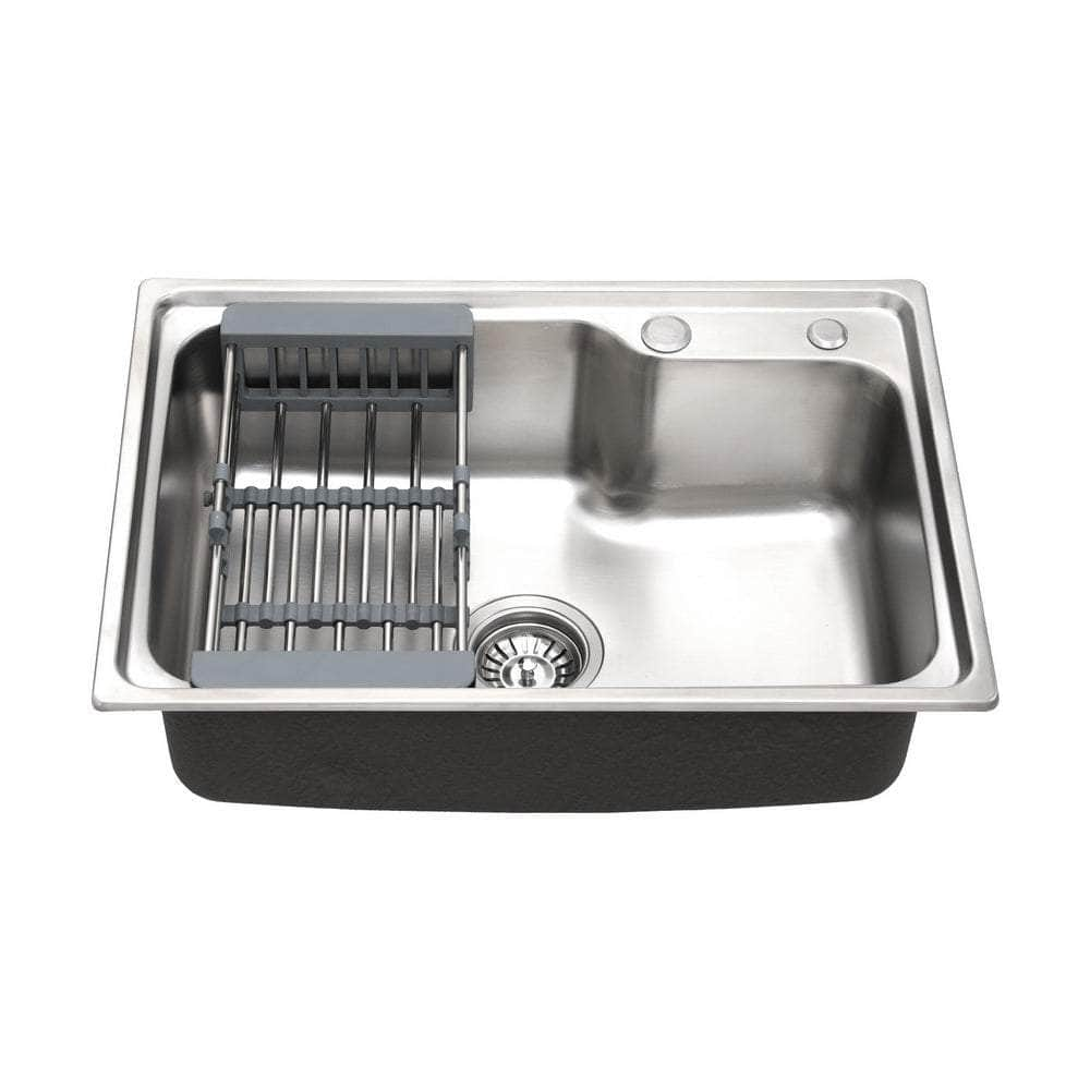 Kitchen Sink 61X43CM Stainless Steel Basin Single Bowl Black