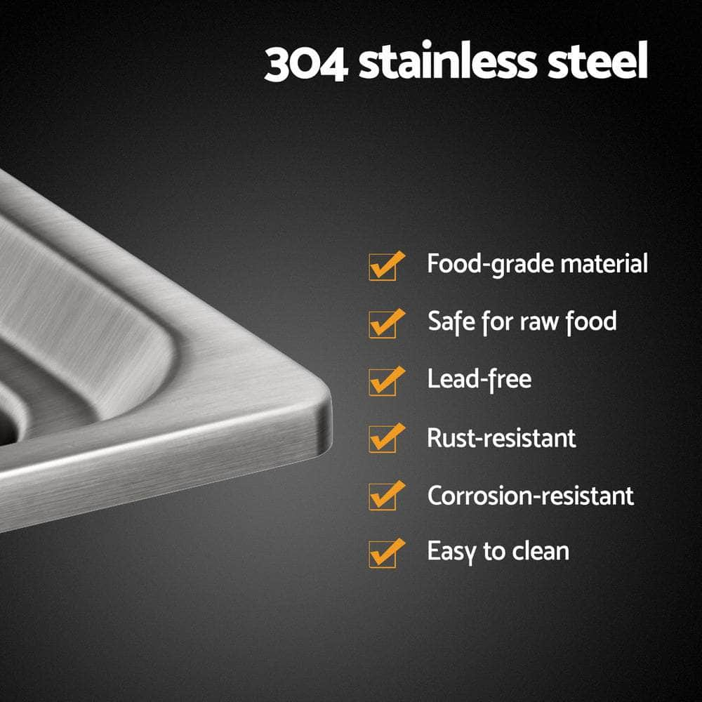 Kitchen Sink 61X43CM Stainless Steel Basin Single Bowl Black