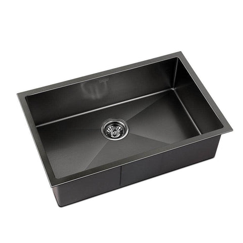 Kitchen Sink 70X45Cm Stainless Steel Basin Single Bowl Laundry Black