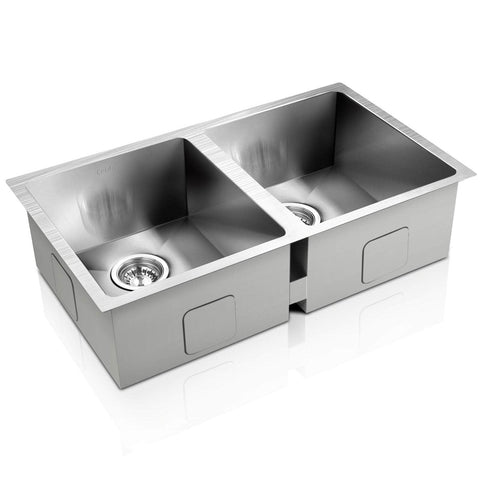 Kitchen Sink 77X45Cm Stainless Steel Basin Double Bowl Laundry Silver