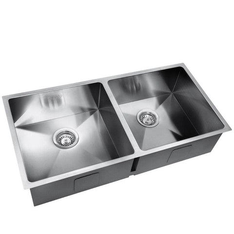 Kitchen Sink 86X44Cm Stainless Steel Basin Double Bowl Laundry Silver