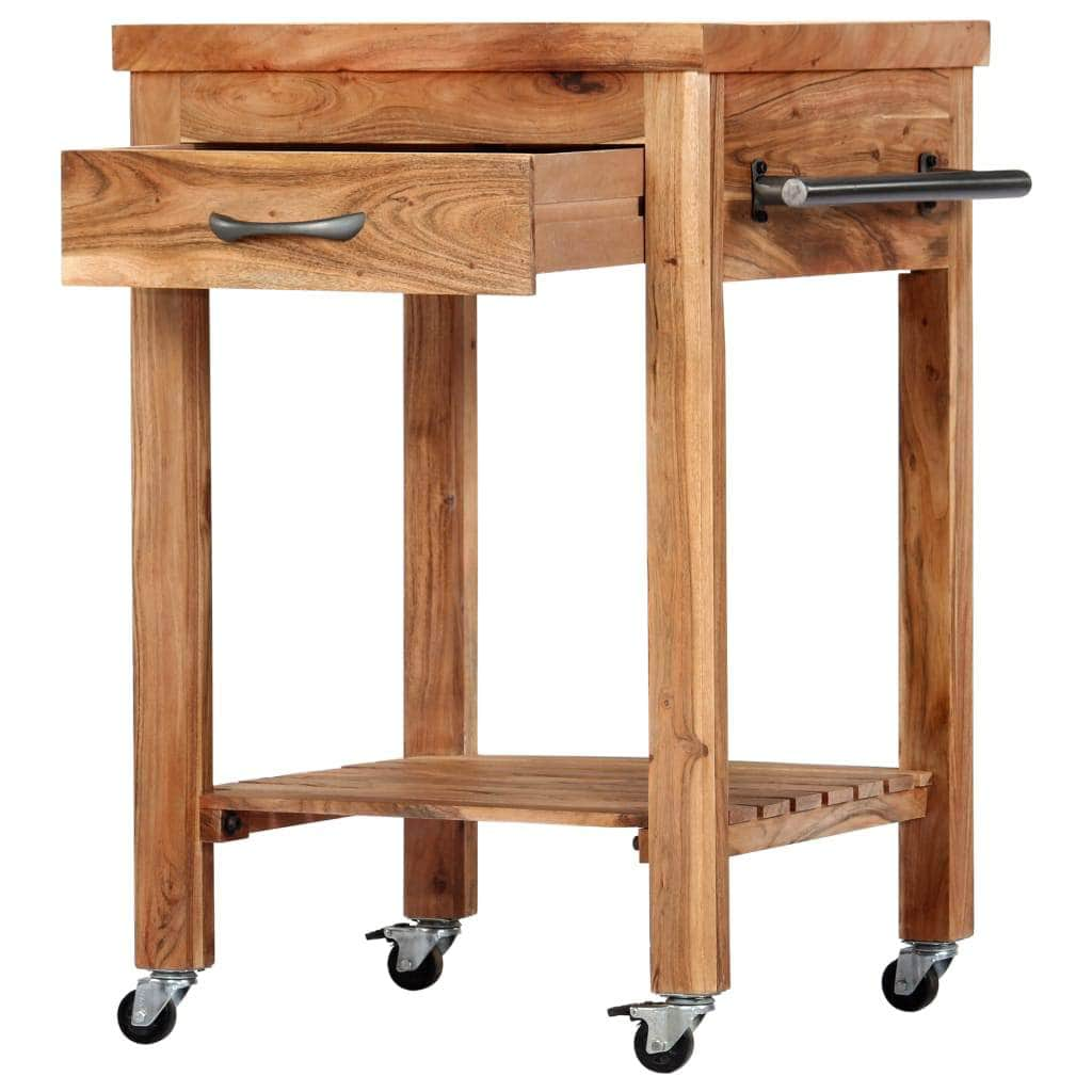 Kitchen Trolley With 1 Drawer Solid Acacia Wood