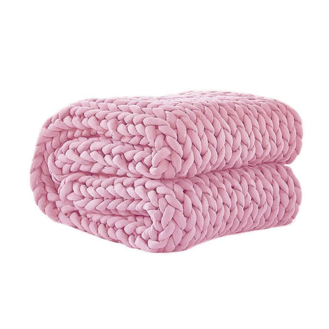 Knitted Weighted Blanket Chunky Pink Double 7KG