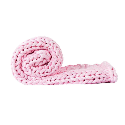 Knitted Weighted Blanket Chunky Pink Queen 9KG