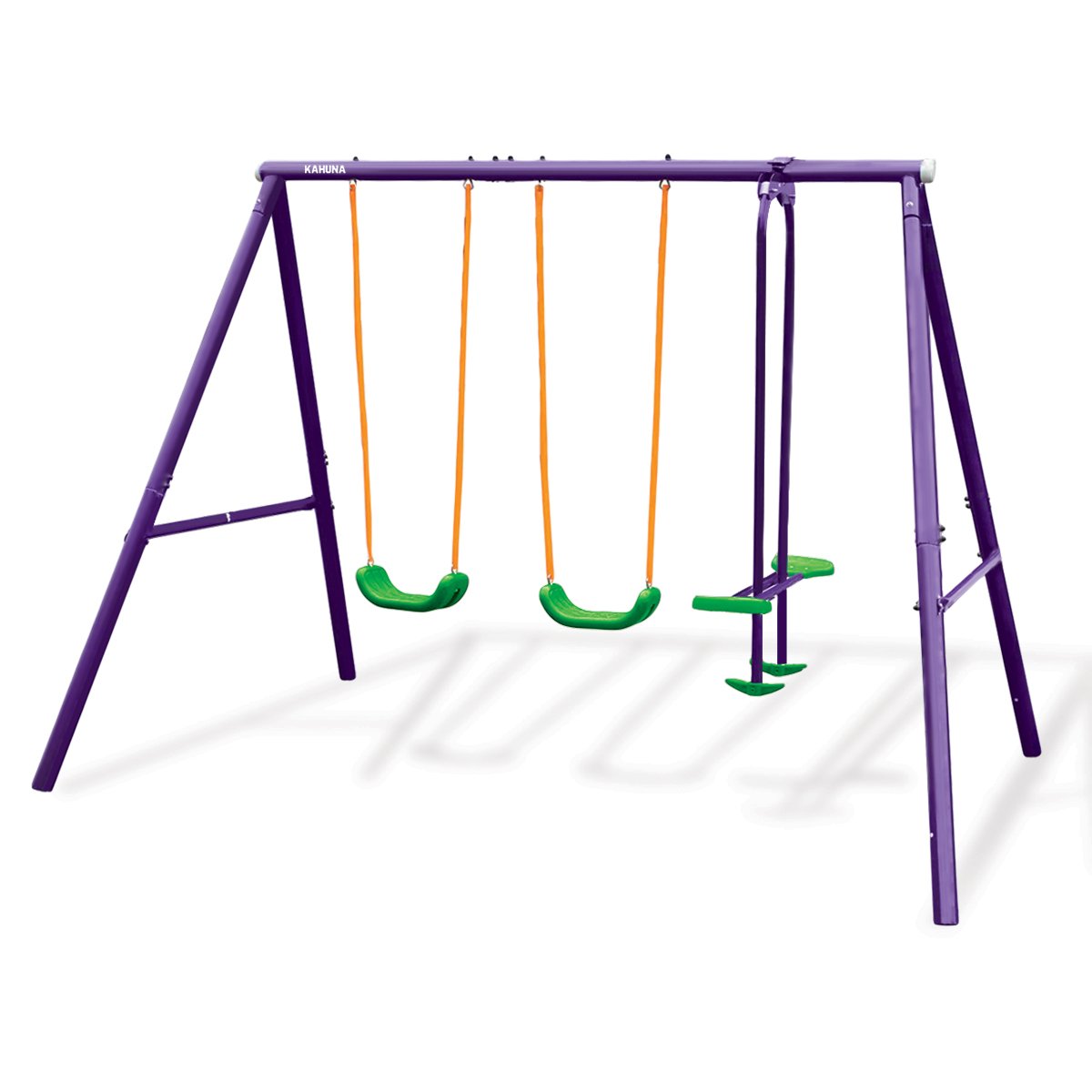 Kids 4-Seater Swing Set Purple Green