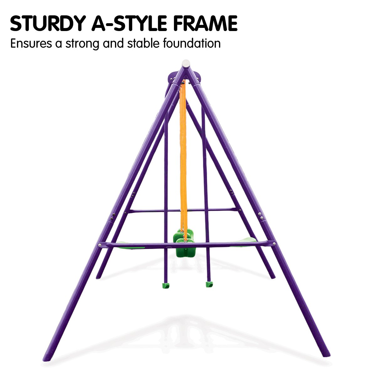 Kids 4-Seater Swing Set Purple Green