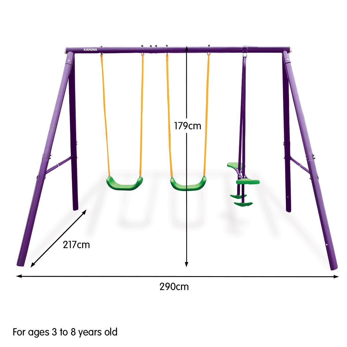 Kids 4-Seater Swing Set Purple Green