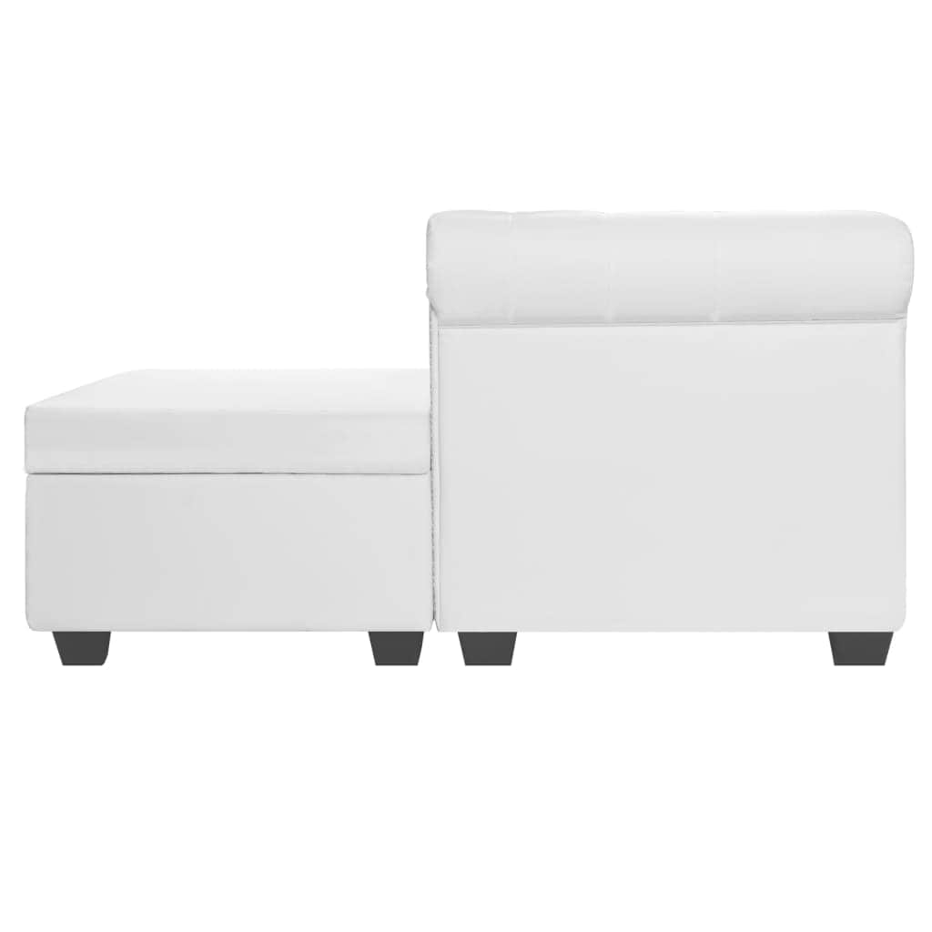 L-shaped Chesterfield Sofa Artificial Leather White