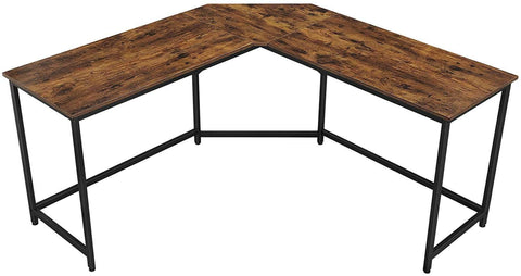 L-Shaped Computer Desk, Rustic Brown And Black