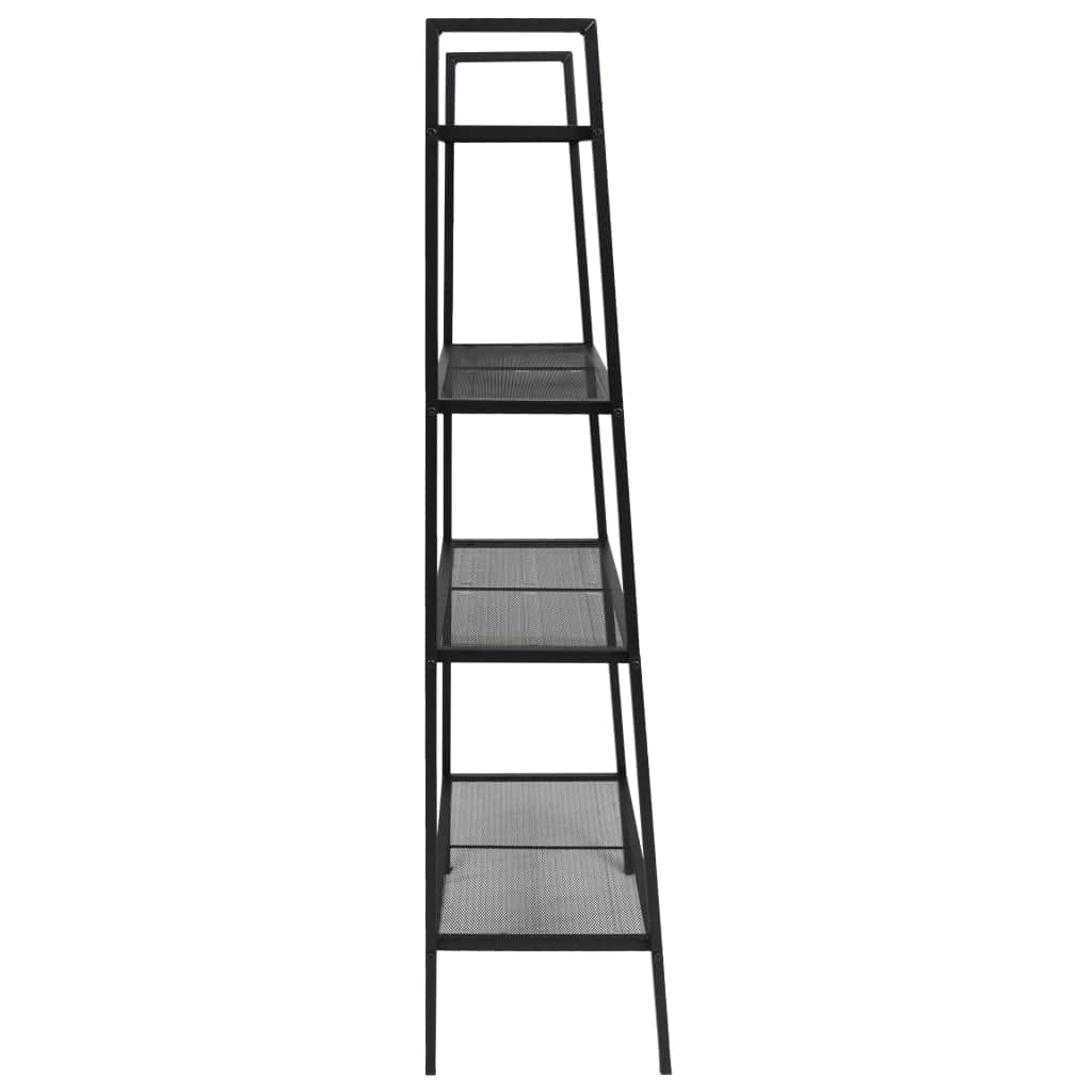 Ladder Bookcase 4 Tiers Metal Black