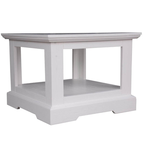 Lamp Side Table 60Cm Solid Acacia Timber Wood Coastal Furniture - White