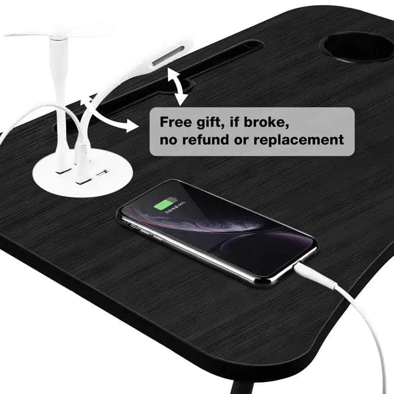 Laptop Desk Bed Table Tray Folding Breakfast Table Portable Lap Standing Desk Notebook Stand Reading Holder for Bed/Sofa Large Lap Desk with USB-Charger and Cup-Holder