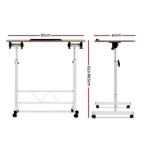 Laptop Desk Table Adjustable 80Cm Light Wood